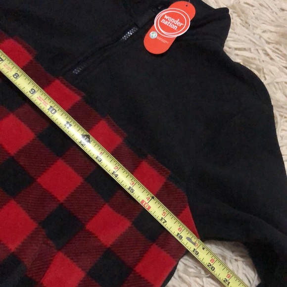 NWT-Fall Must Have Quarter Zip Fleece-Red&Black Buffalo Check Print-Front Pocket - Picture 9 of 15
